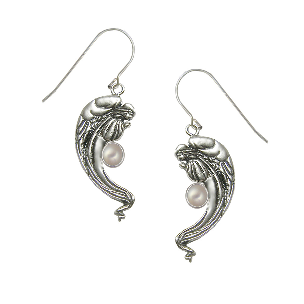 Sterling Silver Angel Of Love Drop Dangle Earrings With Cultured Freshwater Pearl